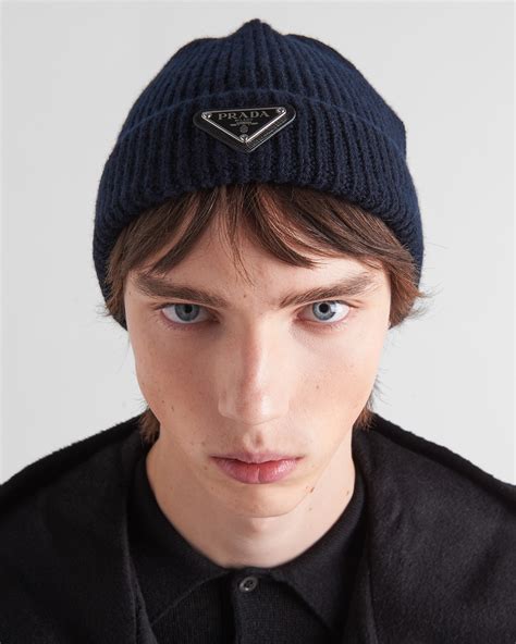 prada blue beanie|prada wool and cashmere beanie.